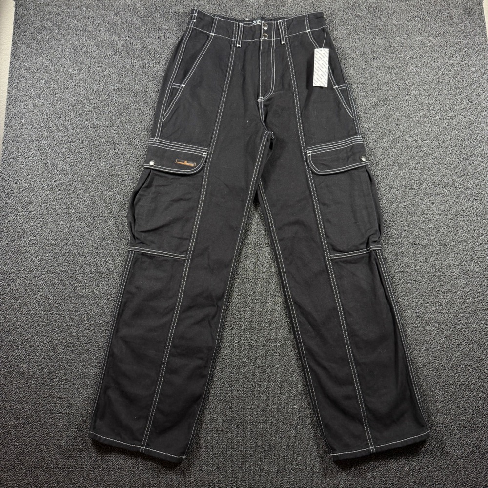 BDG Urban Outfitters Cargo Pants Baggy Wide Leg Women's 26 Black Contrast Stitch